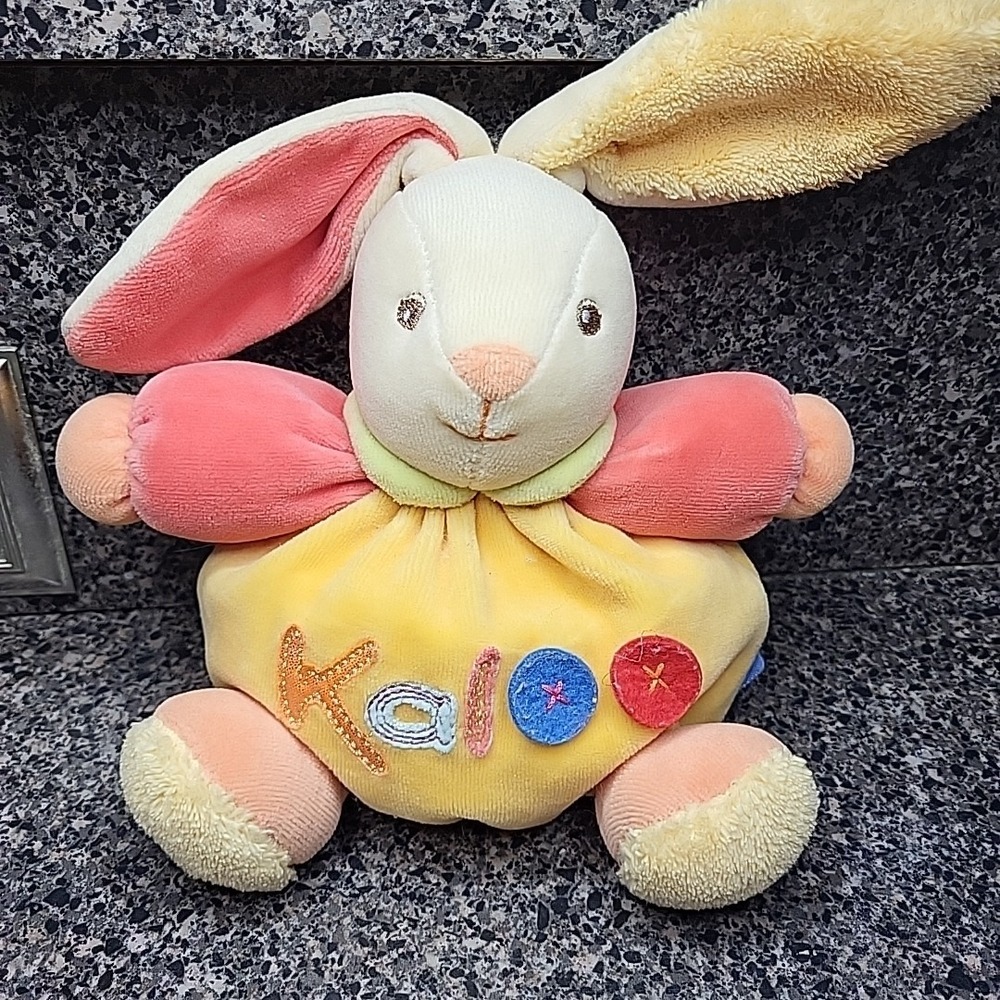 KALOO Peach Chubby Bunny Rabbit Buttons Crinkle‎ Ear Hard To Find